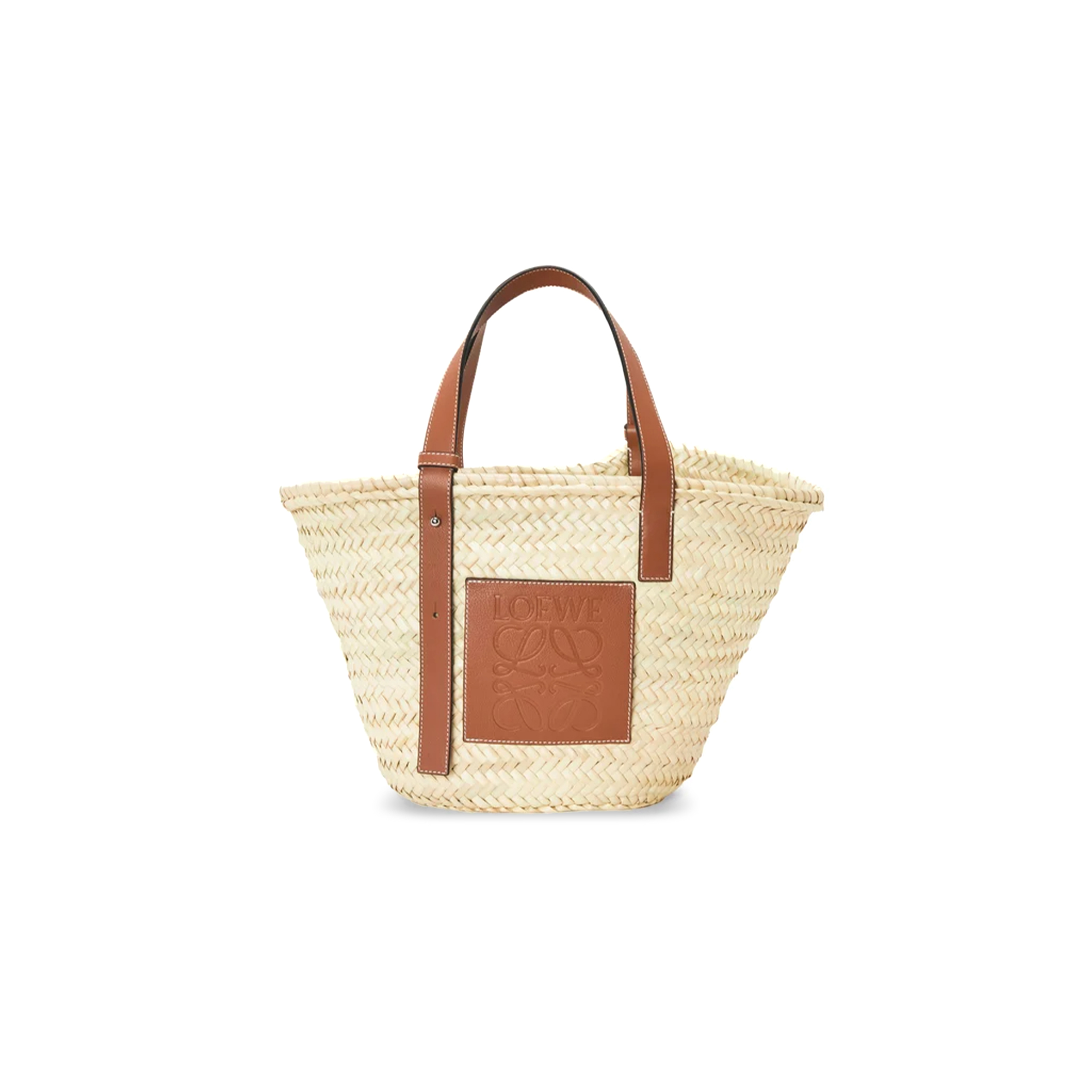 L0ew* basket in palm leaf and calfskin a223s92xax (40*36.5*16cm)